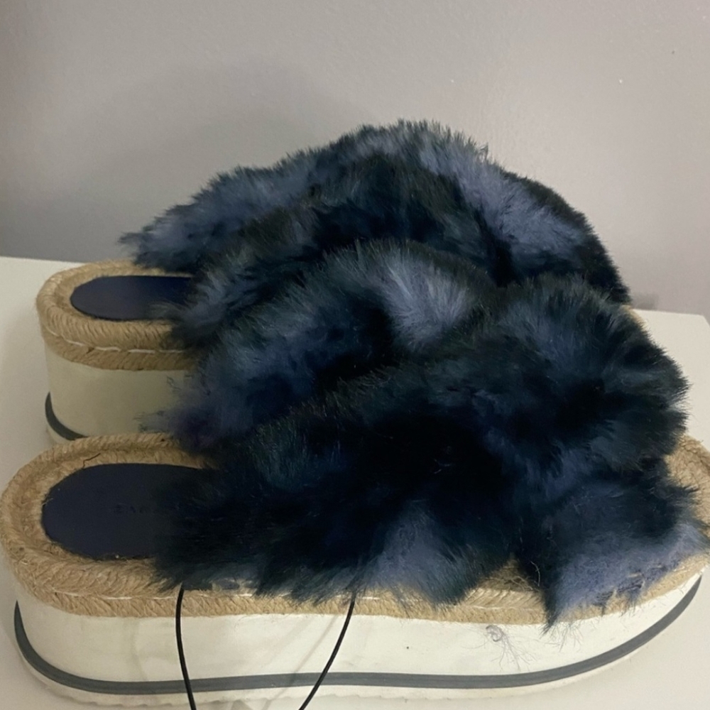 Zara fur platform slides